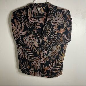 A New Day floral print V- Neck Collared Top​